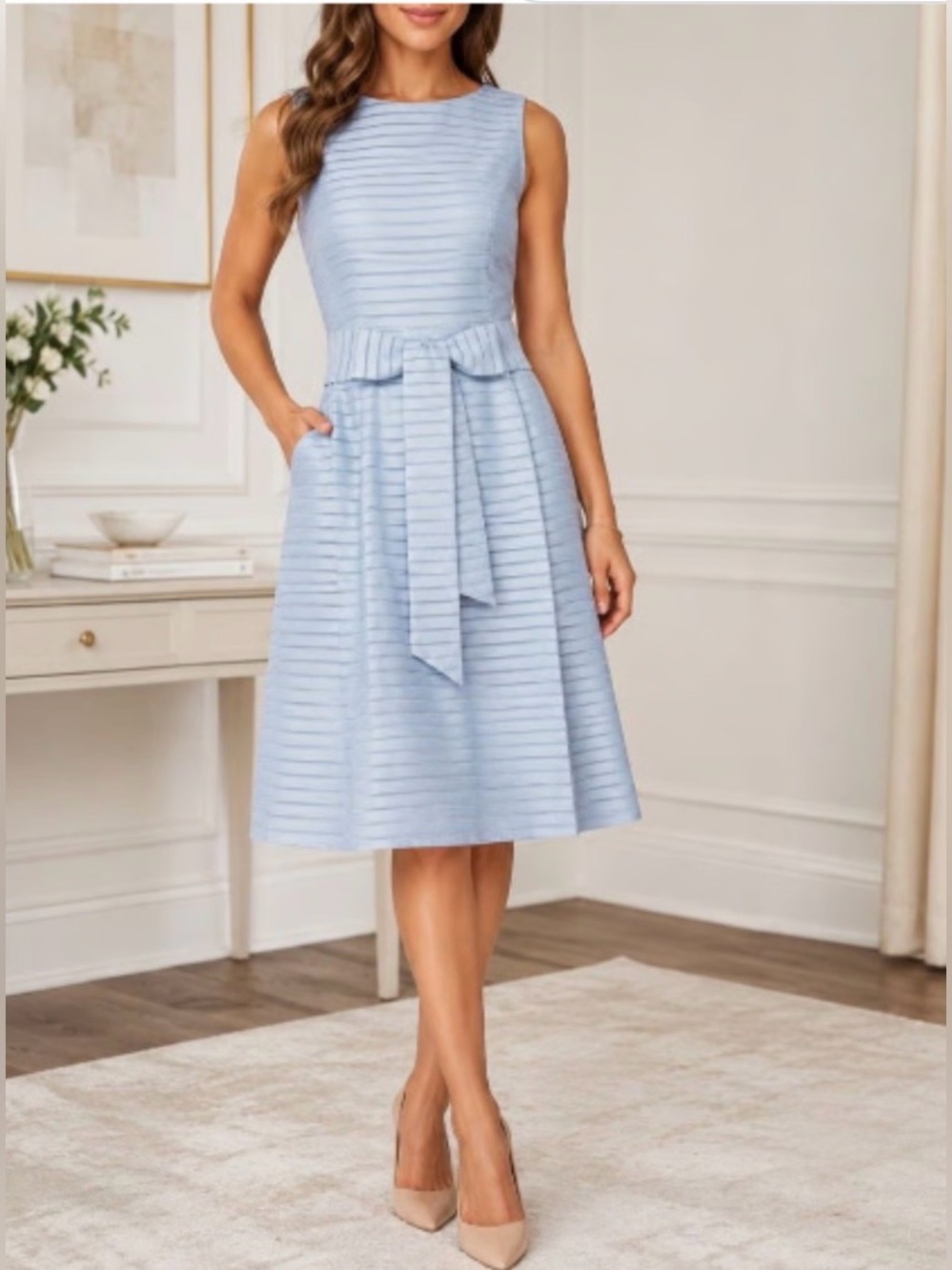 Light blue or periwinkle Tommy Hilfiger ottoman stripe fit-andflare dress Size 8